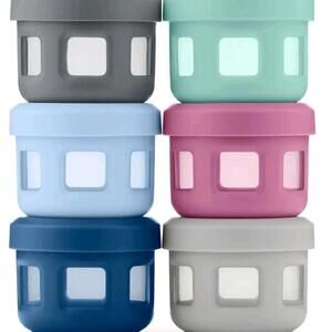 Ello Reusable Condiment Containers 4oz each with Screw-on Leak Proof Lid 6pc